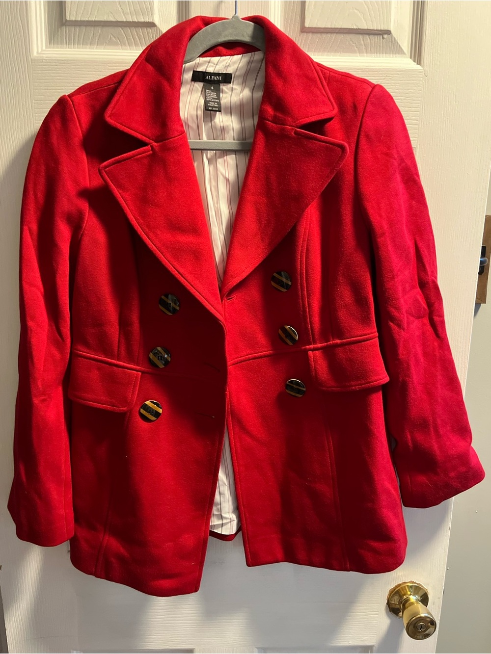 Alfani Red Double-Breasted Pea Coat
